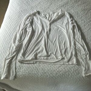 Quarter button long sleeve white shirt - aerie - size M